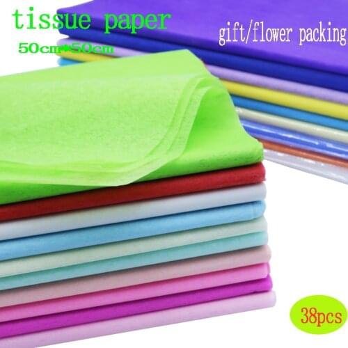 38pcs/lot Solid Color Tissue Paper Wrapping Fiber Texture Floral Wraps DIY Flower Packing Paper Xmas Tissue Wrapping Paper Gift