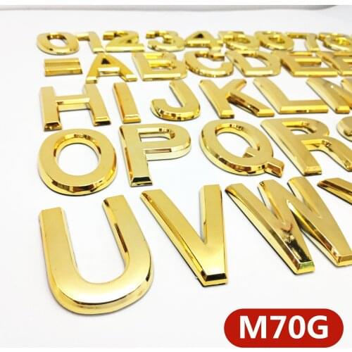 70mm 0123456789 A-Z Modern Golden Plaque House Number House Hotel Door Address Digits Sticker Plastic Plate Sign ABS plastic