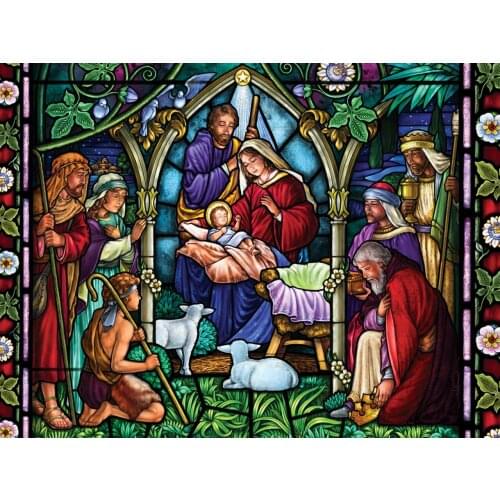 JMINE Div 5D Christian Baby Jesus Glass Full Diamond Painting cross stitch kits art Religious 3D paint by diamonds