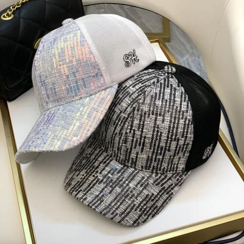 Ladies Mesh Baseball Cap Summer Shade Breathable Caps Colorful Sequins Outdoor Street Fashion Sun Hat
