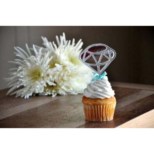 Glitter Diamond birthday Cupcake Toppers engagement bachelorette party wedding baby bridal shower toothpicks