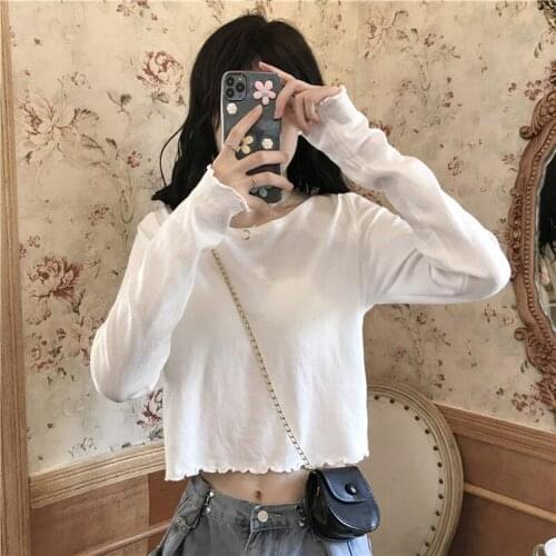 T-shirt Female Spring New Well-designed Niche Short Long-sleeved Top Trend