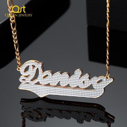 Customized Two Tone Double Plate Gold Plated Name Necklace Personalized 3D Name Necklace For Women Gifts Stainless Steel Pendant