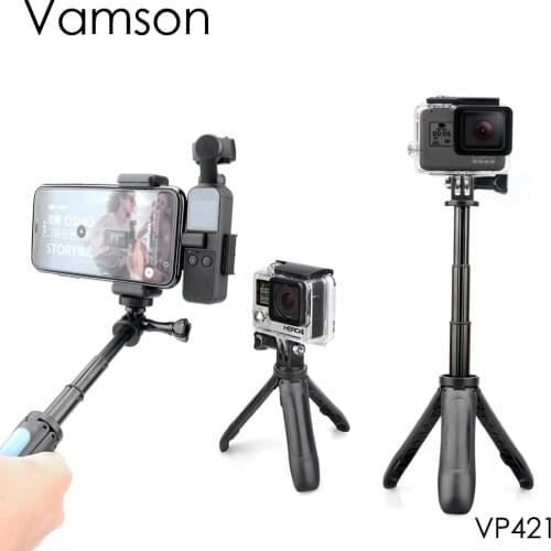 Vamson for Gopro9 Mini Pocket Tripod Self Timer Extendable Handle Pole Selfie Stick for gopro Hero 9 8 7 6 5 4 3 Camera VP421