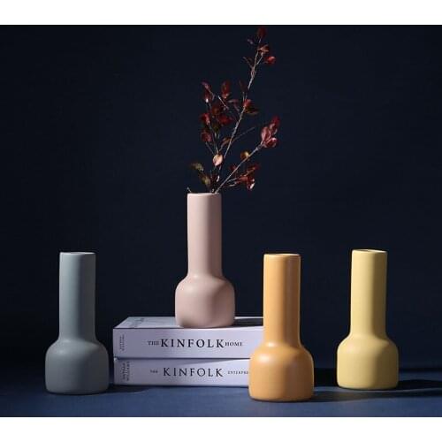 Nordic style creative color ceramic vase Ornaments living room home decoration Accessories Flower vase Ceramic craft gift