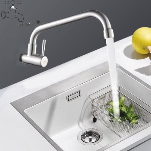 Kitchen Tap Basin Faucets Stainless Steel Brush 360°C Rotating Water Taps Single Cold Faucet