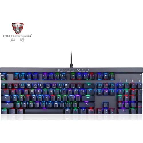 Motospeed CK103 Russian/English Mechanical Gaming Keyboard 14 Modes RGB Backlight USB2.0 104 Anti-ghosting Keys Blue/Red Switch
