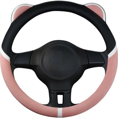 Cute Ears Car Steering Wheel Cover Fashionable Non-slip Breathable Girls Women Auto Universal Interior Decoration Auto Car