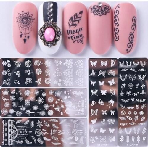Fashion Steel Nail Stamp Stamping Plates Art Transfer Small Floral Butterfly Petal Nail Template Transfer Nails Accessoires