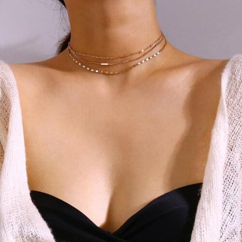 New clavicle chain fashion trend personality multi-layer copper bead chain set clavicle necklace 2020 womens jewelry