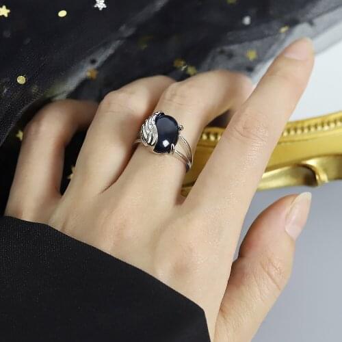 New Fashion Engagement Design Rings for Women Angel Wings Blue Stone Elegant Rings Female Wedding Jewelry Gifts for Girls