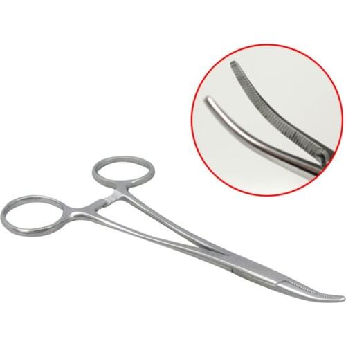 New Silver 12.5cm Stainless Steel Fishing Curved Tip Hemostat Locking Clamps Forceps Hand tools