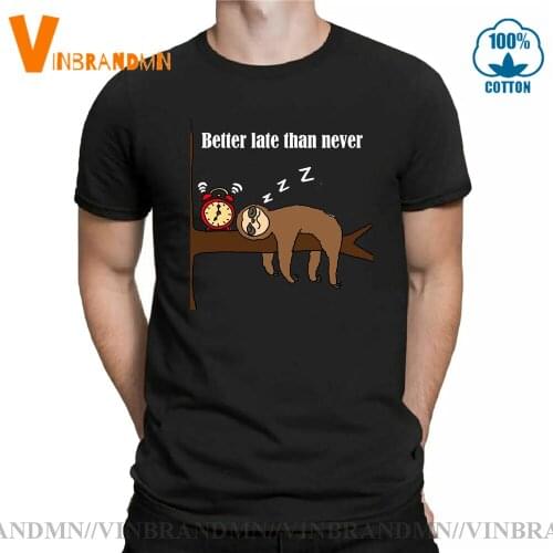 New Sleeping Busy Sloth T Shirt Mens Top T-shirts Funny Cartoon Tshirt Summer Animal Tees Short Sleeve Cotton Clothes Plus Size