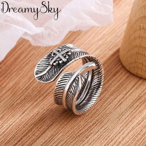 Charming Open Feather Ring for Women Vintage Boho Party Rings Gothic Punk Jewelry Gifts for Girls 2021
