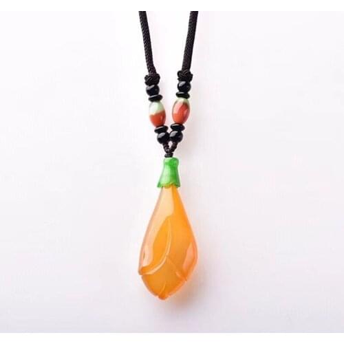 Wholesale Original Color Magnolia Pendant With Rope Chain Necklace Lucky for Women Girl Fashion Flower Crystal Jewelry