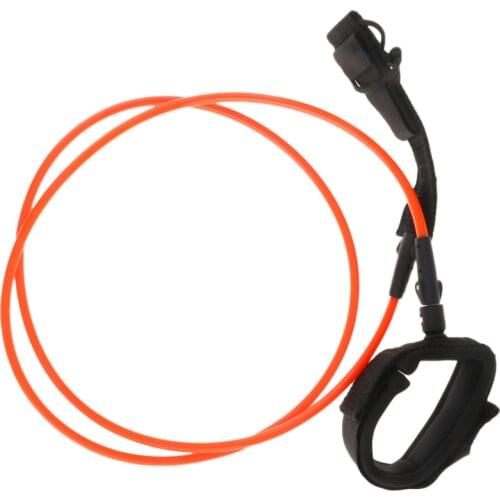 5ft 7mm Straight Surfboard Surfing Board Leash With Double Swivel Orange