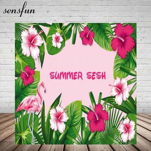 Pink Flowers Flamingo Tropical Rainforest Backdrop For Photo Studio Birthday Party Backgrounds 200x200cm Vinyl