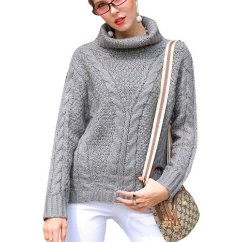 Turtleneck Women Sweater Autumn Winter Warm Long Sleeve Jumper 2019 Knitted Loose Fashion Pullover Femme