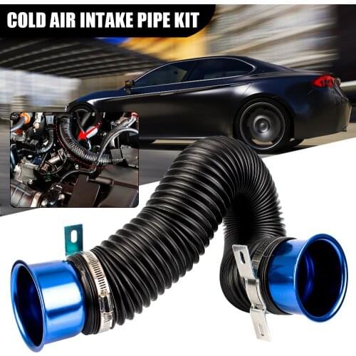 Car Engine Air Intake Pipe Flexible Car Modification Tube Feed Hose Pipe Cold Air Ducting 76MM Universal With Connector & Braket