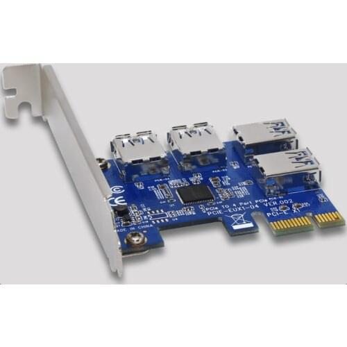 PCI-E to 4 Port USB 3.0 High Speed Converter Expansion Card Adapter PCIe X1 Riser Card For Mining