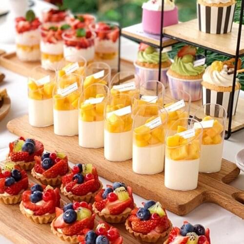 20/25/30PCS 80ml Plastic Cylinder Dessert Cups Reusable Mini Yogurt Mousses Pudding Dessert Cups Container for Party Supplies