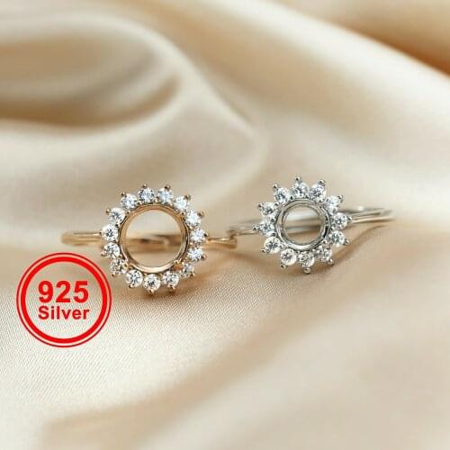 4-15Mm Round Cz Stone Prong Setting 925 Sterling Silver Bezel Tray Adjustable Ring Settings 1212036