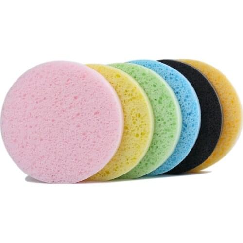 4pcs Facial Puff Face Cleanse Washing Sponge Exfoliator Cleansing Sponge Puff Facial Cleanser Natural Wood Fiber