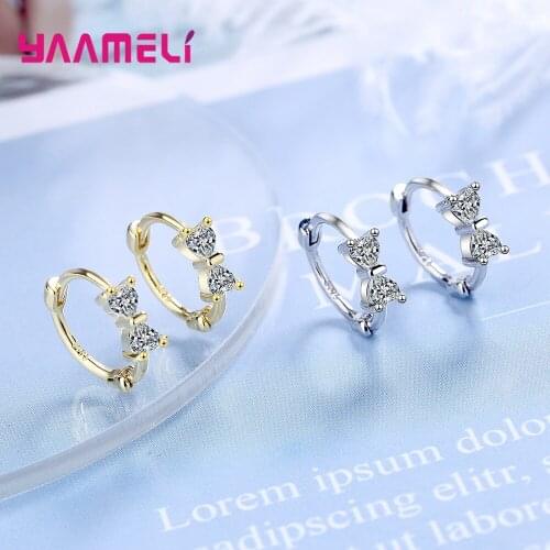 925 Sterling Silver Cute Heart Gold Statement Hoop Earrings For Women Girls 2021 Trend CZ Crystal Fashion Jewelry Wholesale