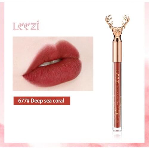 Leezi Velvet Lipstick Matte Texture Lip Gloss Coomestic Waterproof Sweat-proof Rich Color Lip Glaze Sexy Red Lip Makeup TSLM2
