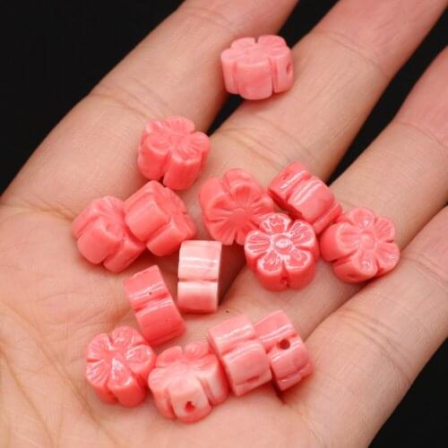 10pcs/lot Pink Coral Beads Flower Shape Loose Spacer Coral Beads For Jewelry Making DIY Bracelet Necklace Accessories 10mm