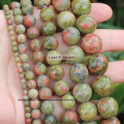 Wholesale Natural Unakite Stone Beads Round Loose Spacer Beads 15''/ Strand Pick Size For Jewelry Making