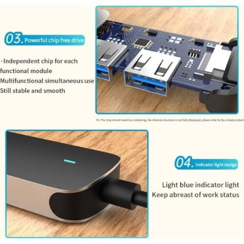 Four in One Type-c Docking Station 4 In 1 Usb hub Dock Splitter Notebook Mobile Phone Converter 5V 2A
