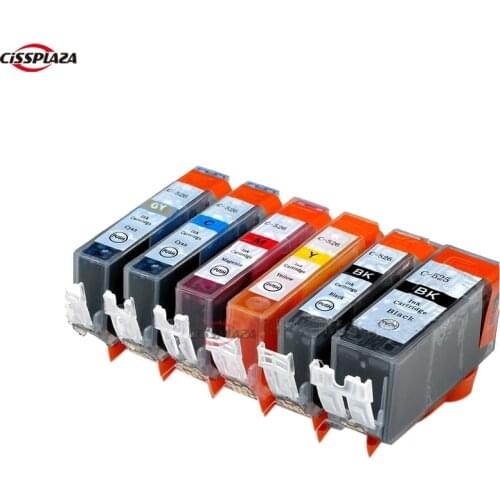 CISSPLAZA 6pcs Compatible ink cartridge for PGI 525 PGI525BK CLI-526 GY for CANON PIXMA MG6150 MG8150 MG6250 MG6100 MG8250