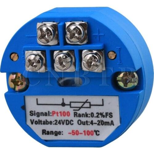 CNBTR DC24V PT100 Length1.73inch Temperature Sensor Transmitter 4-20mA -50〜100