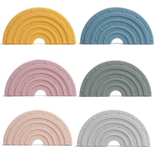 Baby Silicone Teethers Semicircle Moon Dot Print BPA Free Newborn Molar Chew Soothing Pain Teether Baby Stop Sucking Thumb Toys