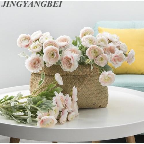 3 Heads Artificial Flocking Dew Lotus Simulation Lotus DIY Handmade Fake Flower Branch Wedding Home Office Decor Floral wholesal