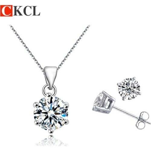 Hot sale women Jewelry Set Silver Plated Zircon Pendants Necklaces Earrings set Bridal jewelry