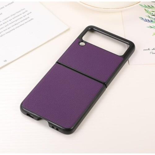 Lychee Pattern Leather Case for Samsung Galaxy ZFLIP3 Etui Half-wrapped Cases for Galaxy Z Flip 3 Samsung 5g Cover Conque