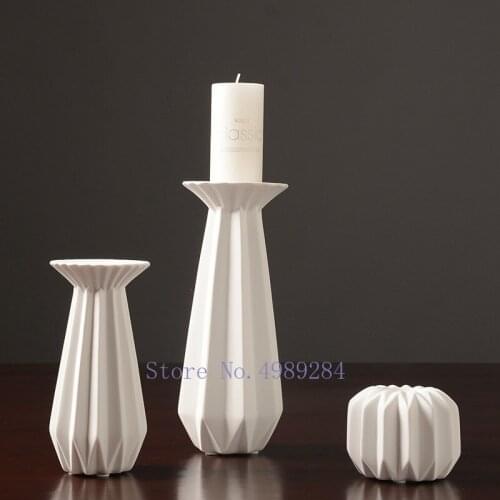 Creative Retro ceramics Fold Candlestick Candle holder modern Home Decorative ornaments Desktop decoration accessories