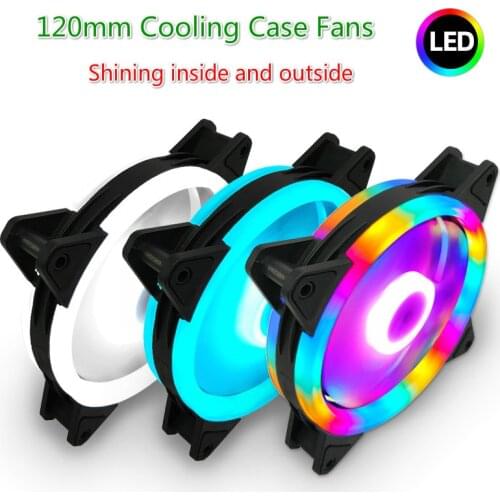 RGB Case Fan Cooling Fans 120mm 3pin Colorful Blue Red White Fluid Bearing LED Computer Cooling Fan Radiator Ventilador
