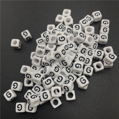 100pcs 6mm Letter G Square Alphabet Beads Acrylic Beads For Jewelry Making DIY Bracelet Necklace Accessories