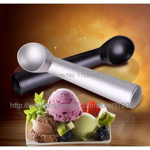 100pcs 18cm Aluminium Alloy Ice Cream Scoop Spoon Spoons Black Silver Colors Dipper Handle Nonstick Anti Freeze Non Stick