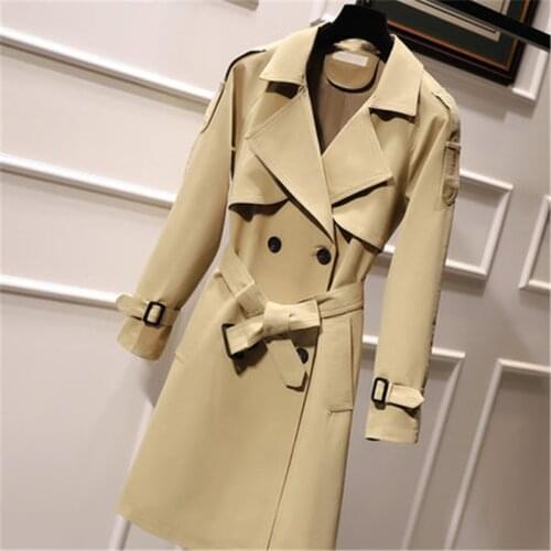 2020 Fashion Long Windbreaker Womens Spring Autumn Trench Coats new Korean Loose Long Sleeve Women Coat m586