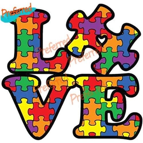 Child with Autism Alert Responders and Autism Awareness Love Puzzle Piece Decal Motocross Racing Laptop Car Sticker