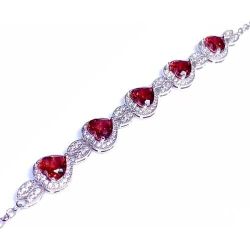 Natural Garnet red Gem 925 Sterling Silver Bracelet for Women luxury Jewelry 2020 christmas Halloween female Accessories