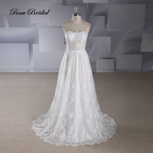 Rosabridal Wedding Dress 2019 new A Linen Lace Bridal Gown backless sleeveless wedding dress