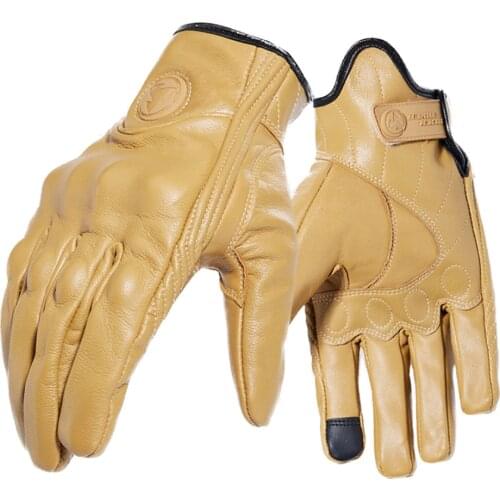 Motorcycle Riding Gloves Mens Genuine Sheepskin Gloves Motorcycle Full-finger Leather Touch Screen Tnti-drop comfortable S2115