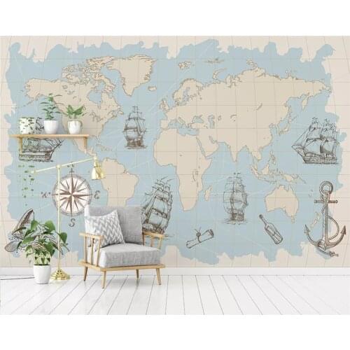 Beibehang Custom Any Size Mural Wallpaper 3D Nautical world map mural Living Room Office Study Interior decoration 3d Wallpaper
