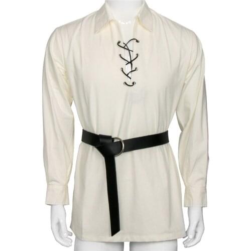 Medieval Ring Belt Slender Bridle PU Leather Belt for Sword Pirate Scottish Steampunk Knight Cosplay Use-Black Color