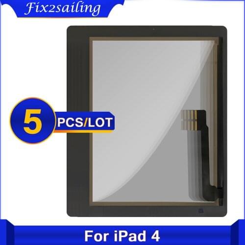 Wholesale 5pcs For iPad 4 A1458 A1459 A1460 Touch Screen With/Without Key Button For iPad4 Tablet Touch Panel Replacement